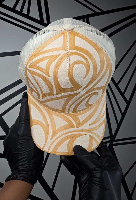 Cream Trucker Mesh Snapback