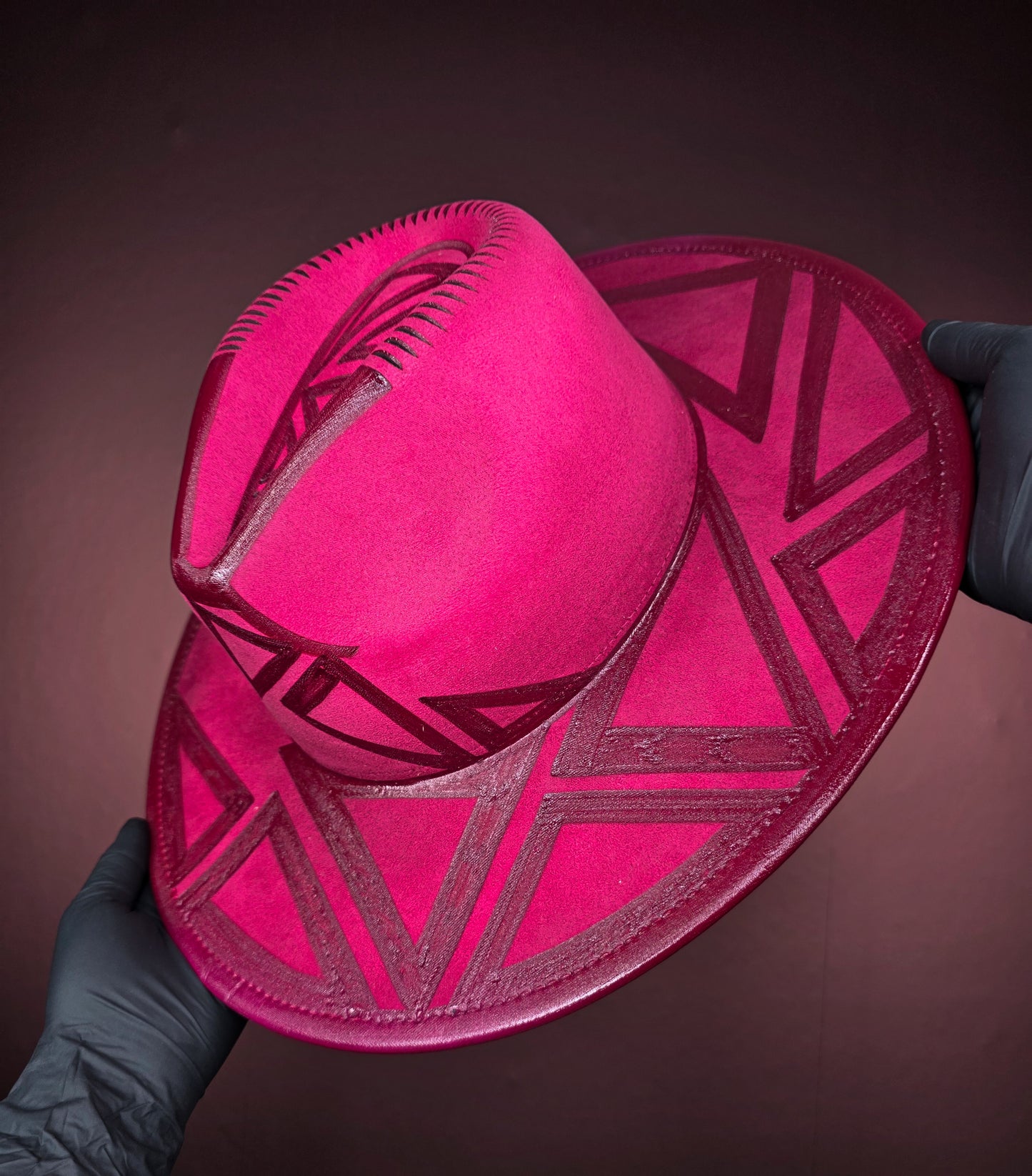 Torched Magenta/Maroon Wide Brim Fedora