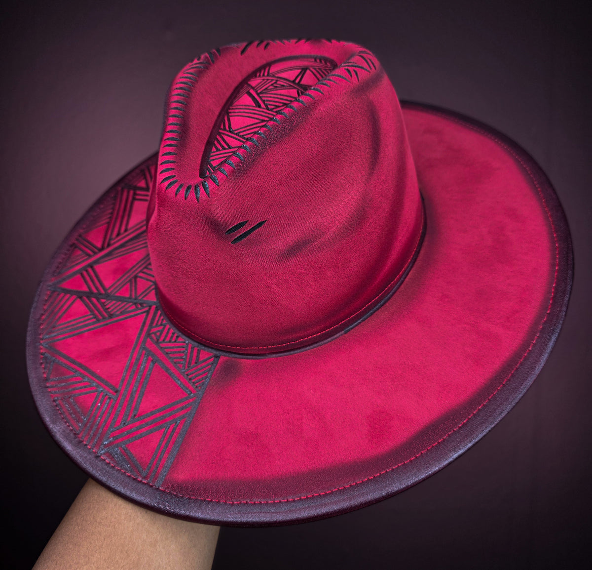 Torched Crimson Wide Brim Fedora