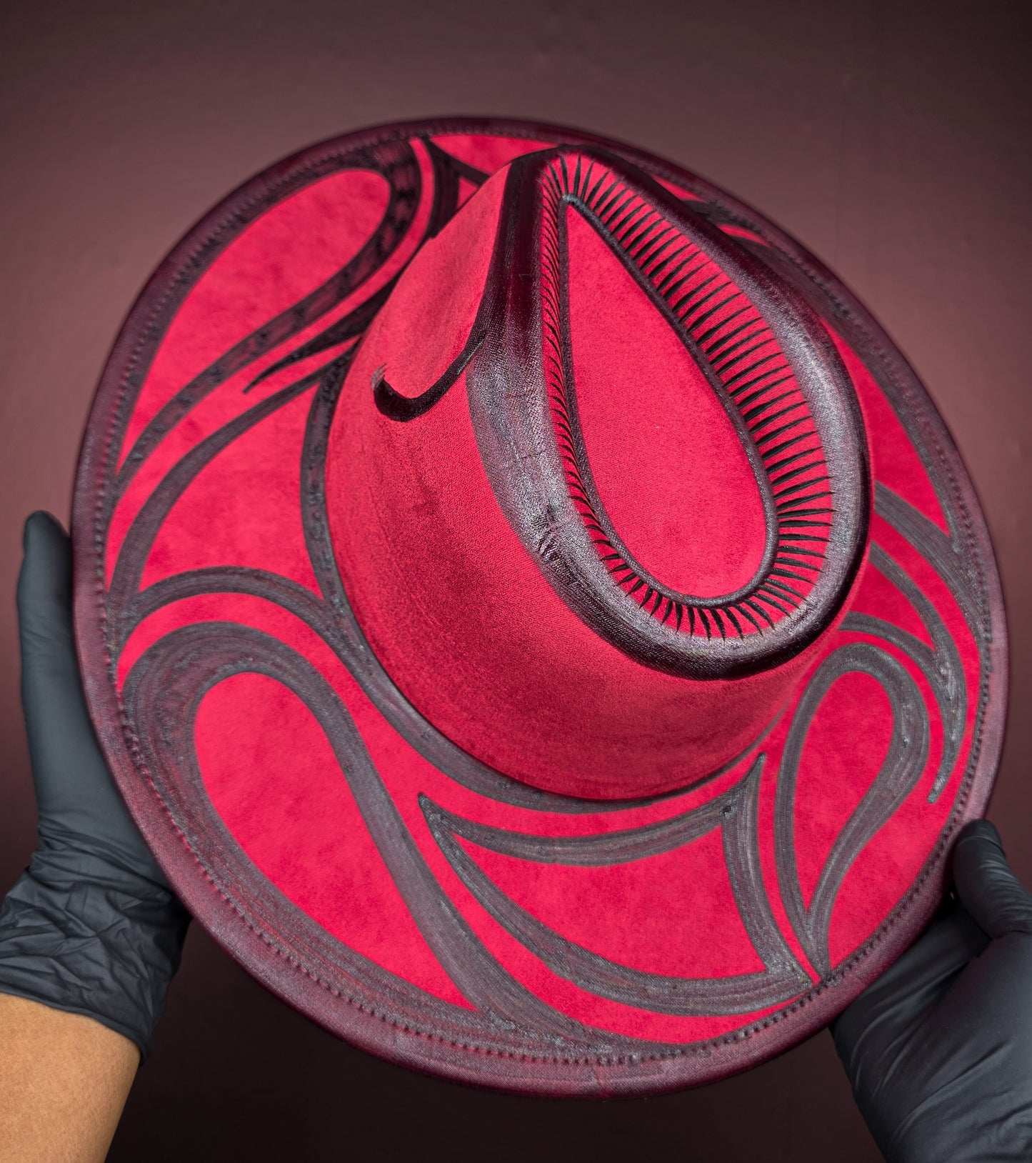 Crimson Wide Brim Fedora