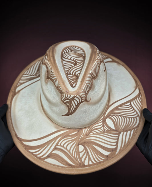 Torched Cream Wide Brim Fedora