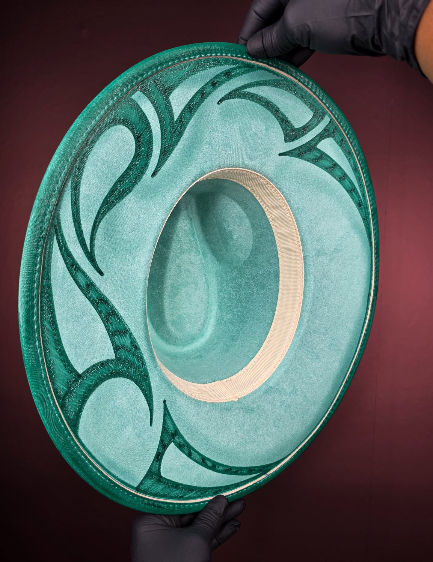 Torched Seafoam Green Wide Brim Fedora