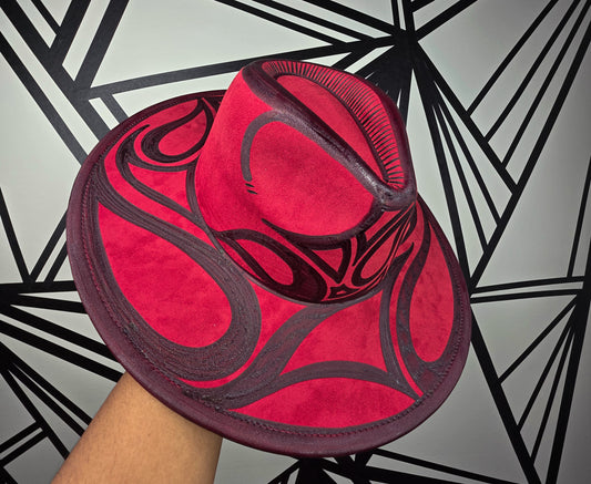 Crimson Wide Brim Fedora