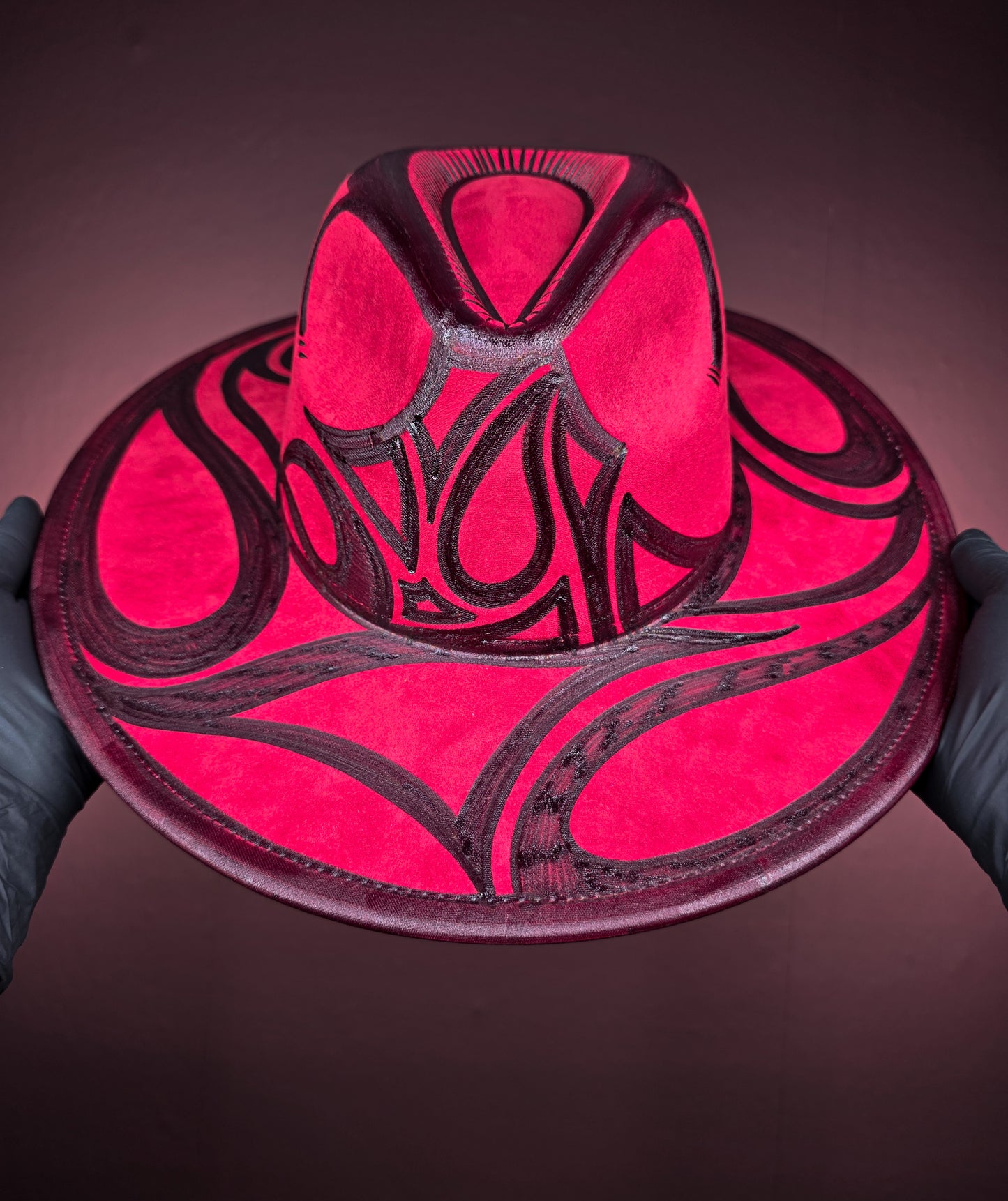 Crimson Wide Brim Fedora