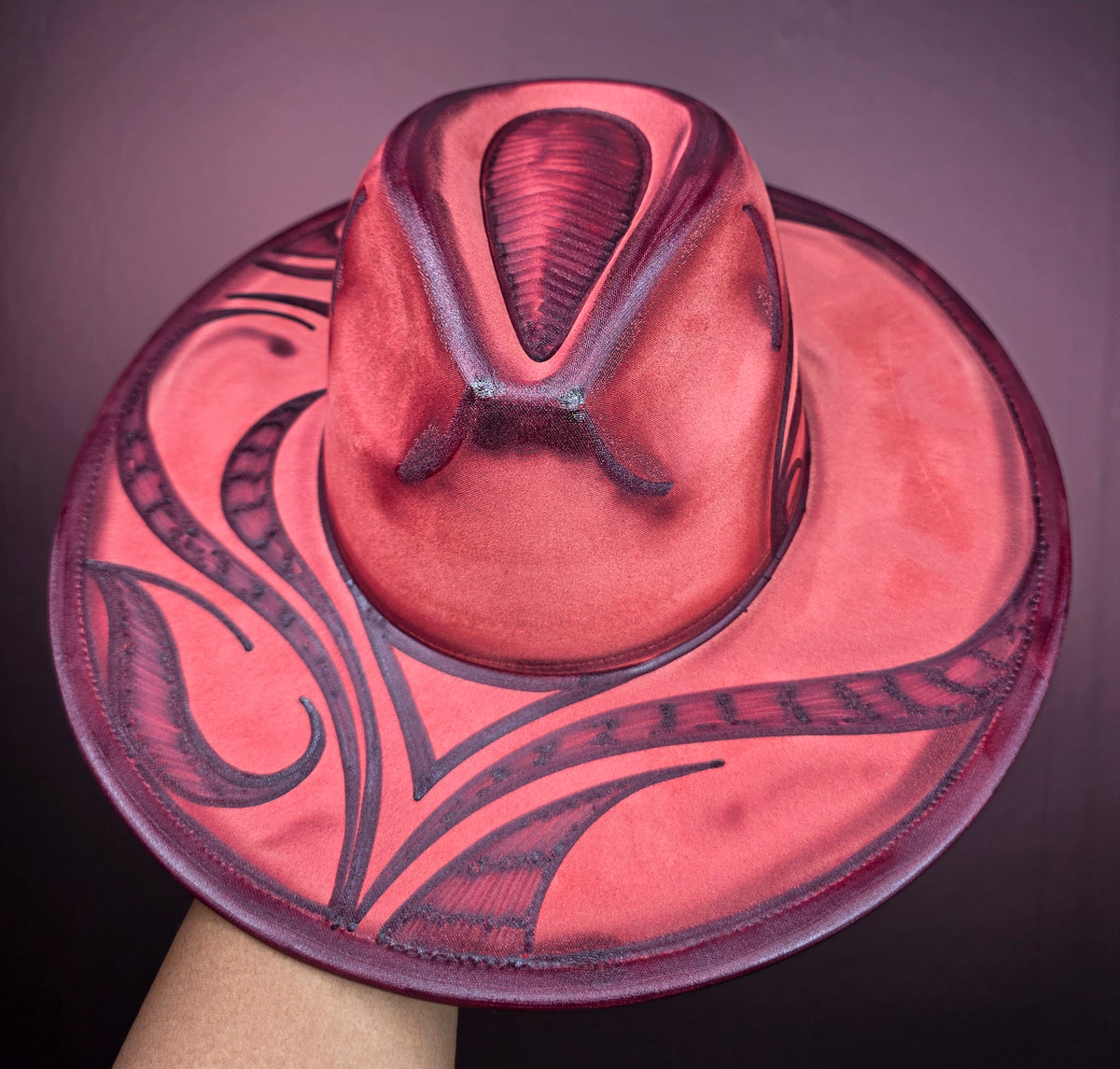Torched Off Red Wide Brim Fedora II
