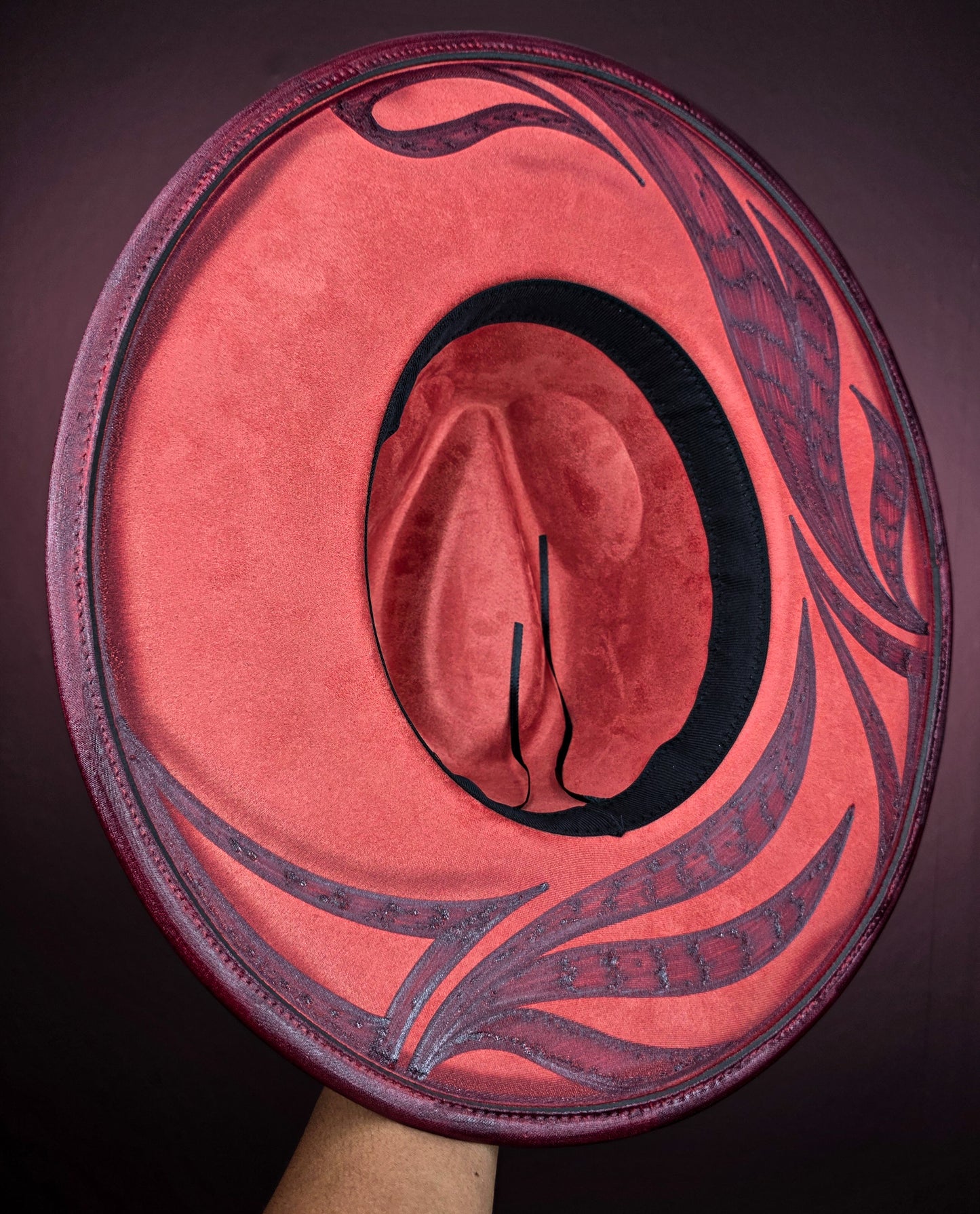 Torched Off Red Wide Brim Fedora II
