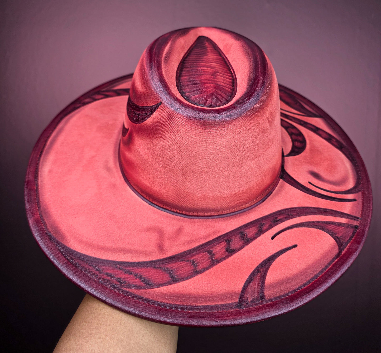 Torched Off Red Wide Brim Fedora II