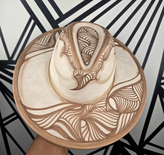 Torched Cream Wide Brim Fedora