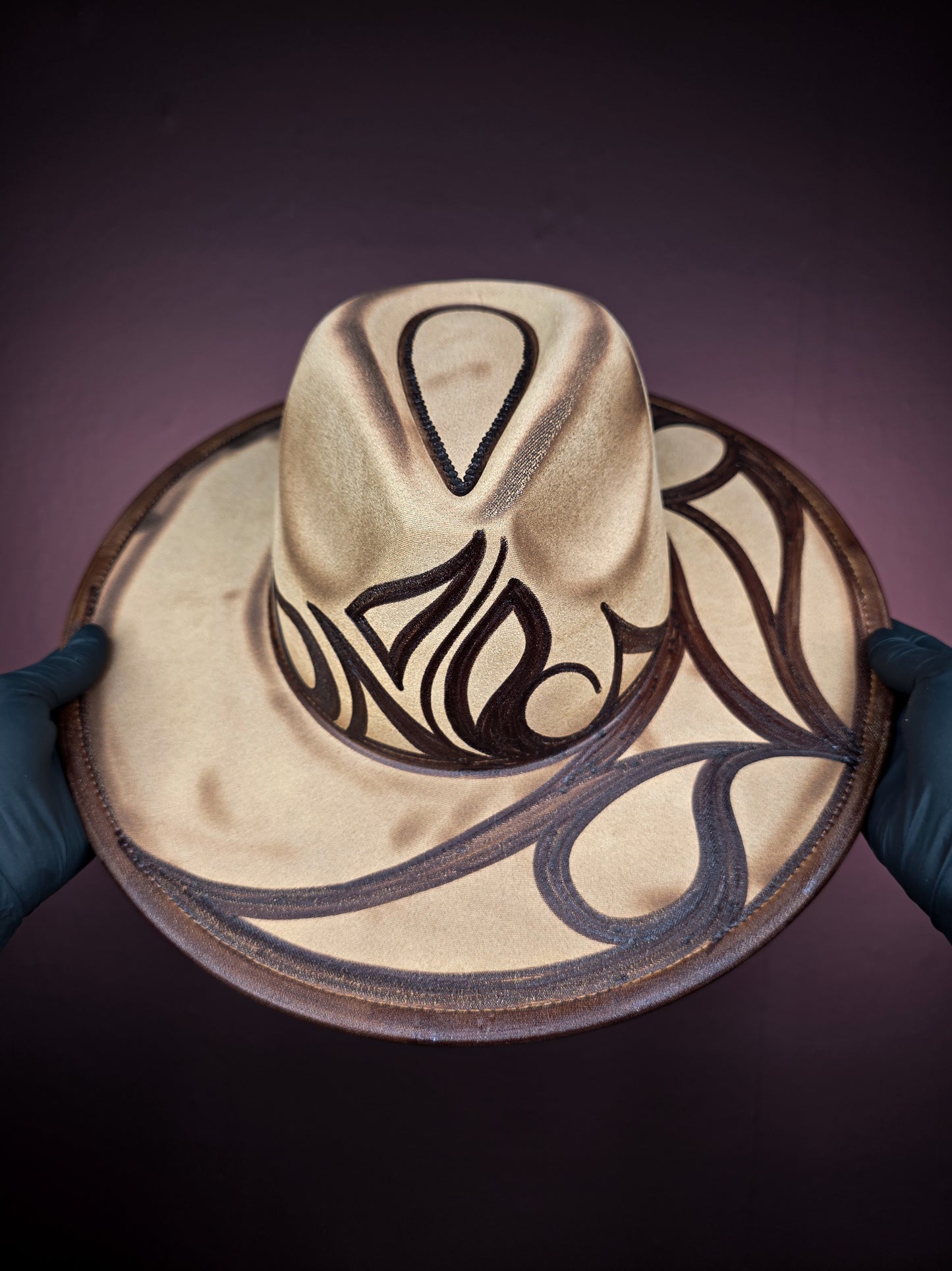 Torched Khaki Wide Brim Fedora
