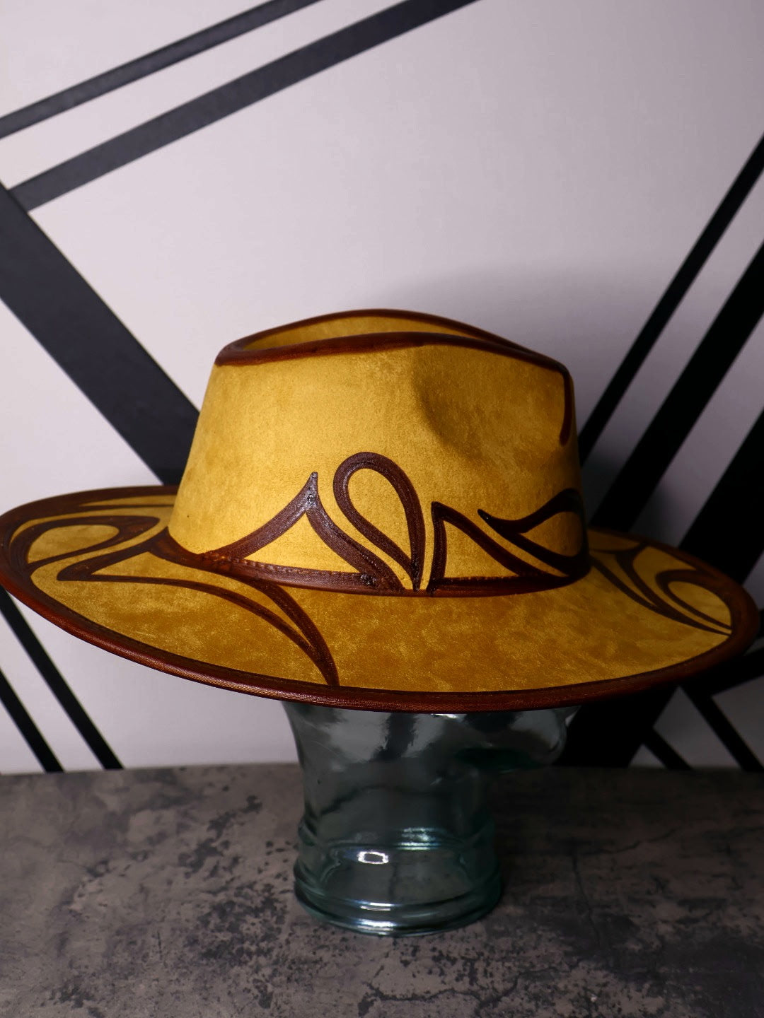 Marigold/Brown Wide Brim Fedora