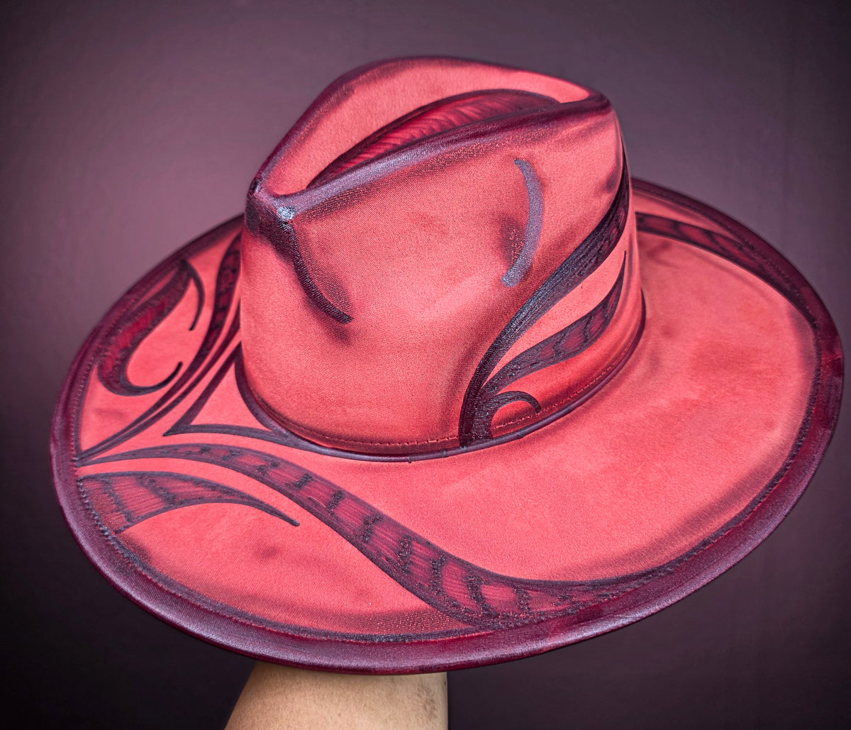 Torched Off Red Wide Brim Fedora II