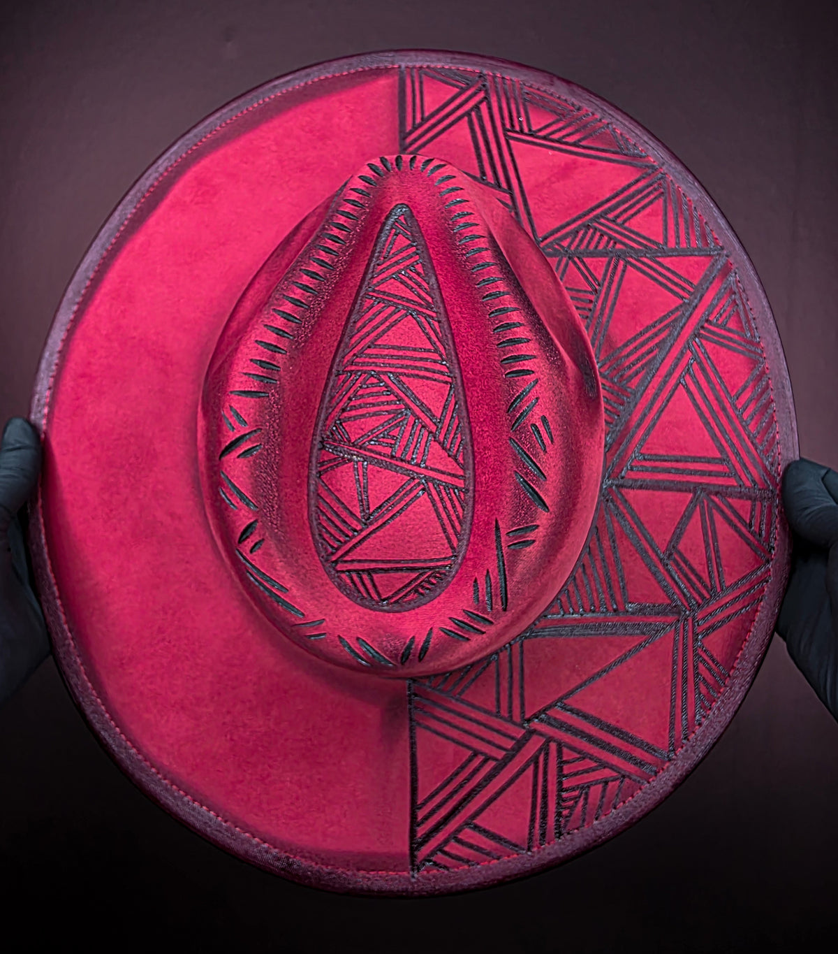 Torched Crimson Wide Brim Fedora