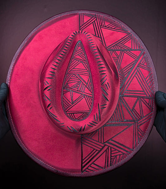 Torched Crimson Wide Brim Fedora