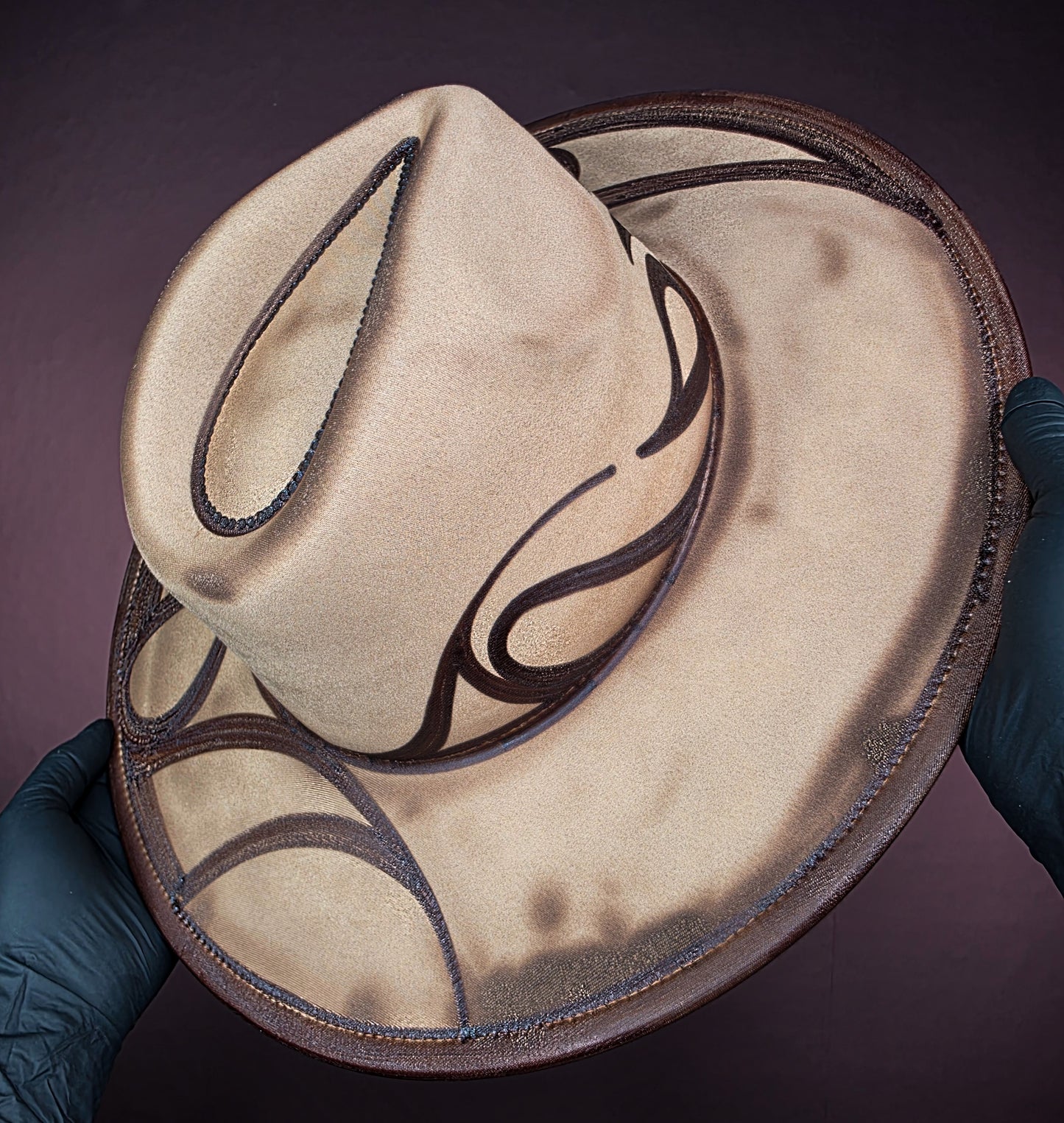 Torched Khaki Wide Brim Fedora