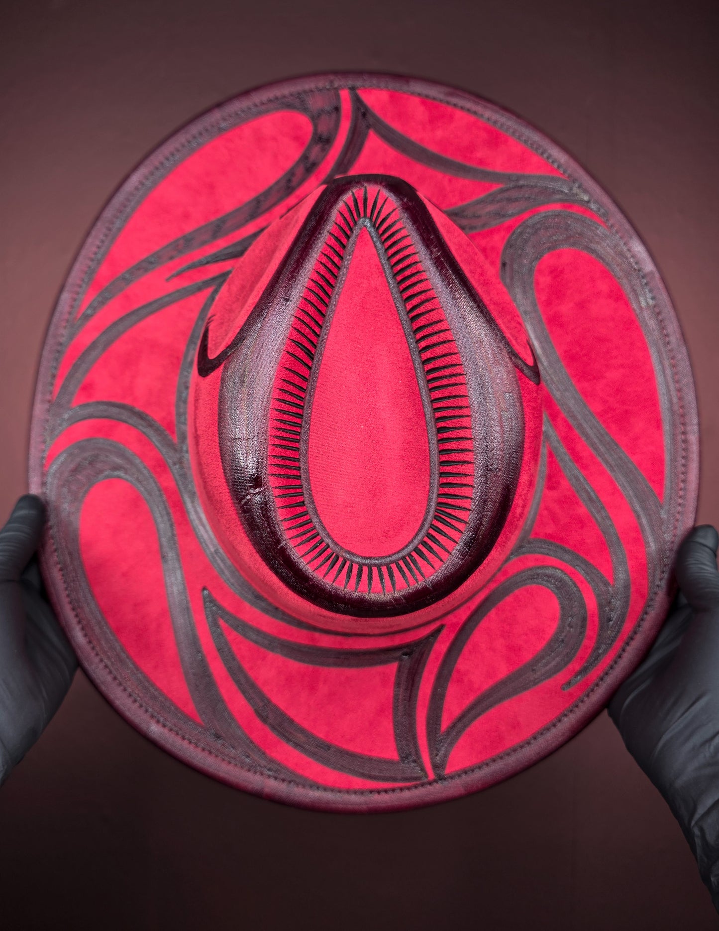 Crimson Wide Brim Fedora