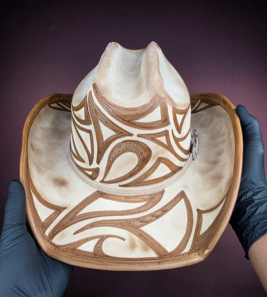 Torched Cream Wide Brim Cowboy Hat