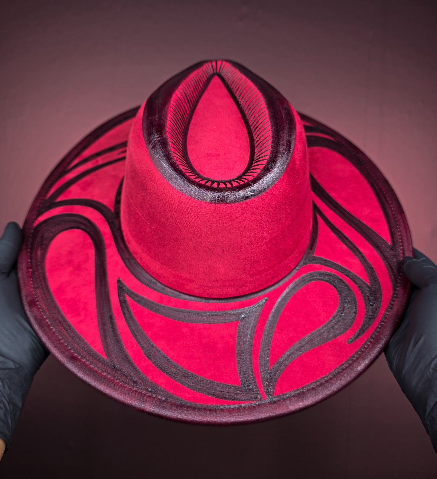 Crimson Wide Brim Fedora