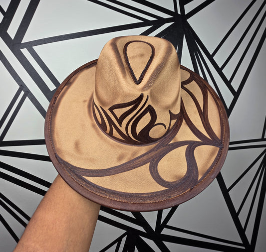 Torched Khaki Wide Brim Fedora